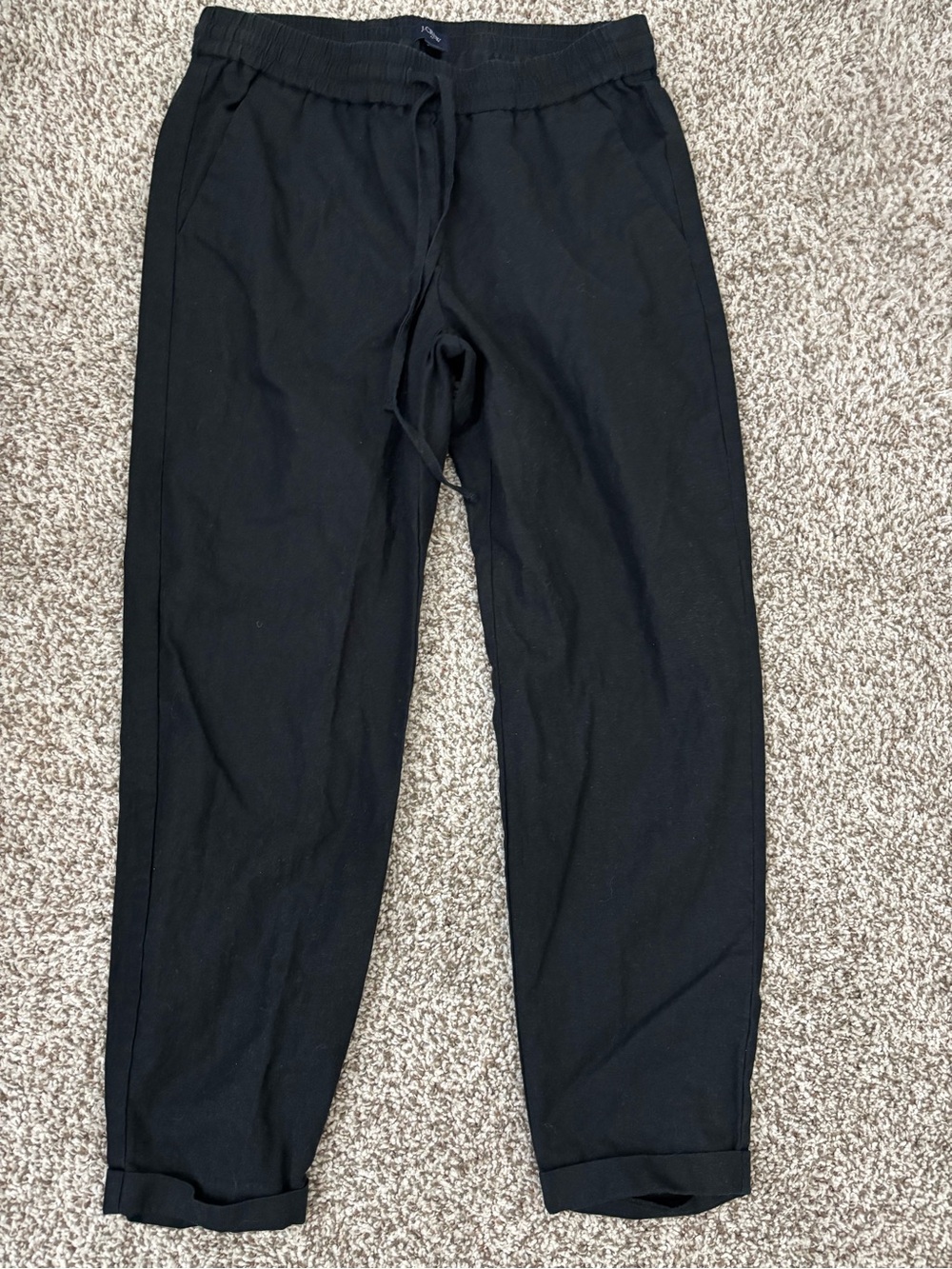 J.Crew women’s black linen blend drawstring pants with pockets 4